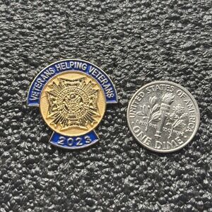 VFW Veterans Helping Veterans 2023 Lapel Pin Gold Tone Blue Enamel Collectible